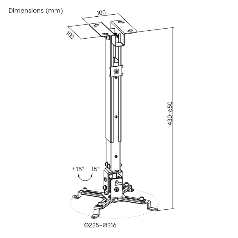 Lumi PRB‑2G – Basic Projector Ceiling / Wall Mount - Image 2